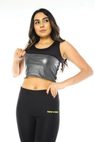 Resim FİTFORMGİYİM Orjınal %100 Sauna Etkili Ince Unisex Siyah Kadın Erkek Spor Takım (ATLET TAYT) 