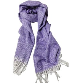 Resim Bayan Balıksırtı Desenli Yumuşak Dokulu Pamuklu Şal Mor Renkli 