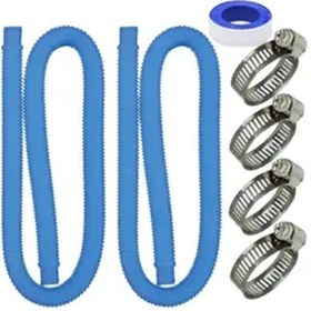 Resim Gateesat 2 Adet 1-1/4 Inç Mavi Esnek Havuz Hortumu Yer Üstü Havuzları İçin 4 Kelepçeli Filtre Uyumlu 