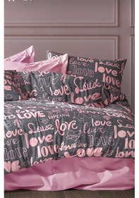 Resim Tek Kişilik Nevresim Takımı Love Pembe 