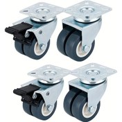 Resim Xuweiwei 4 Adet 2 Inç Sessiz Döner Tekerlek 800 Lbs Kapasiteli Frenli Ve Frensiz 