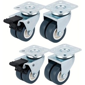 Resim Xuweiwei 4 Adet 2 Inç Sessiz Döner Tekerlek 800 Lbs Kapasiteli Frenli Ve Frensiz 