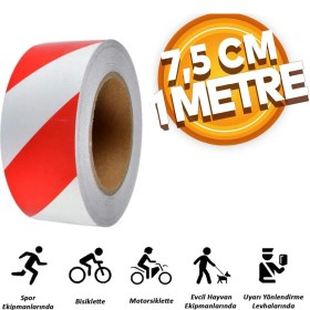 Resim Nzb Reflektörlü Fosforlu Şerit Bant 7.5 cm 1 Metre Ikaz Bandı 