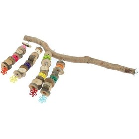 Resim Suntek Doğal Ahşap Kuş Papağan Standı Levrek Kuş Kafesi 