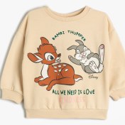 Resim Kız Bebek Bambi Sweatshirt Lisanslı Uzun Kollu Bisiklet Yaka Pamuklu Şardonlu 