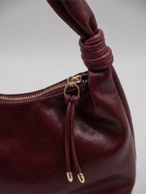 Resim Satuna Yumuşak Dokulu Düğümlü Askılı Hobo El Ve Omuz Çantası Bordo 