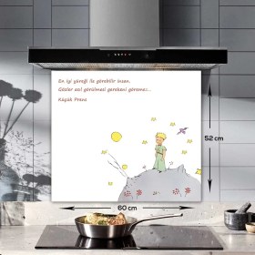 Resim Decorita Küçük Prens Desenli Cam Ocak Arkası Koruyucu 