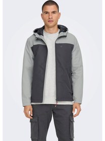Resim Only & Sons Erkek Onsmack Su Geçirmez Kapüşonlu Ceket 22024207 Gr Gri 