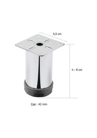 Resim Mobilya Ayağı Metal Krom Ayak 8 CM Alttan Ayarlı 4 Adet 