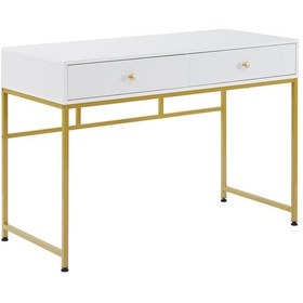 Resim Serenity Beyaz Gold Metal Çalışma Masası 