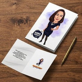 Resim Güzelleri Güzeli Kadın Karikatürlü Tebrik Kartı 