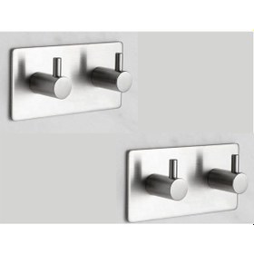Resim Deltahome Paslanmaz Çelik 2 Adet 2 Topuzlu Askılık Bornoz Askısı Inox 