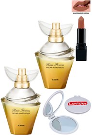Resim Avon Rare Flowers Solar Narcissus Kadın Parfüm x 2 Adet + Marvellous Mocha Mat Ruj + Lovider Cep Aynası 