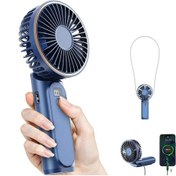 Resim Taşınabilir El Tipi Vantilatör, Şarj Edilebilir 3600mah, 180 Ayarlanabilir Mavi, 