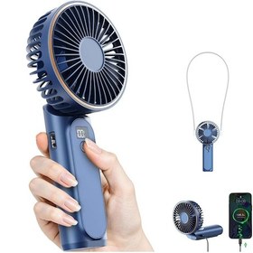 Resim Taşınabilir El Tipi Vantilatör, Şarj Edilebilir 3600mah, 180 Ayarlanabilir Mavi, 