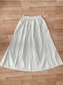 Resim Poplin Beli Lastikli Cepli Uzun Etek Su Yeşili 