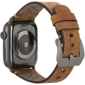 Resim bouletta Apple Watch Uyumlu, Hakiki Deri, El Yapımı Spor Kordon 42-44mm Taba 