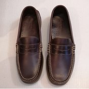 Resim Pedro Camıno Unisex Hakiki Dana Derisi Yakma Koyu Kahve Bantlı El Dikişli Yumuşak Kauçuk Tabanlı Loafer Ayakkabı 