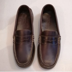 Resim Pedro Camıno Unisex Hakiki Dana Derisi Yakma Koyu Kahve Bantlı El Dikişli Yumuşak Kauçuk Tabanlı Loafer Ayakkabı 