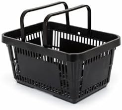 Resim 22 Litre Plastik Market Alışveriş Sepeti Saplı Dayanıklı Profesyonel Market Mağaza El Sepeti (1, Siyah) 
