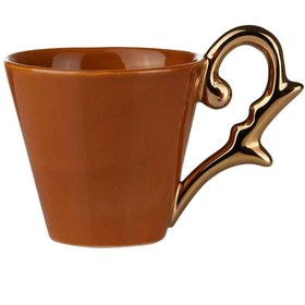 Resim Double Espresso Cup Handle Gold-Mustard 