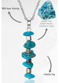 Resim Erilsa Sertifikalı Kırık Taşlı Model Apatit Taşı Kolye Çok Renkli 