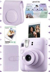 Resim Fujifilm Instax mini 12 Lila Fotoğraf Makinesi-10'lu Film-Laporta Albüm ve Deri Kılıf Seti 