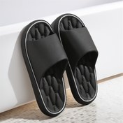Resim Yazlık yumuşak tabanlı kaymaz terlikler, kalın taban, iç mekan/banyo için erkek ve kadın siyah günlük moda, büyük beden, Babalar Günü Hediyesi, dış mekan plaj sandaletleri 