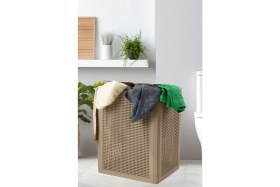 Resim Nandy Home Smartduo İki Bölmeli Çamaşır Sepeti 84LT Açık Kahverengi Modern Tasarım ve Dayanıklı Malzeme 