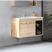 Resim Denko Latte 85 Cm Mdf Sonoma Banyo Dolabı Alt Modül Ve Lavabo Çok Renkli 