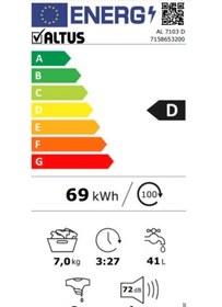 Resim Altus AL 7103 D 7 KG 1000 Devir Çamaşır Makinesi 