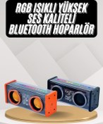 Resim Techno Stock Bluetooth Hoparlör Taşınabilir Hoparlör 5.0 Bluetooth TWS Stereo Kablosuz 