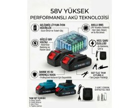Resim Endüstriyel Ümit Yapı Market 58V Çift Akülü Şarjlı Budama Makası ve Dal Kesme Testeresi Çantalı Set 