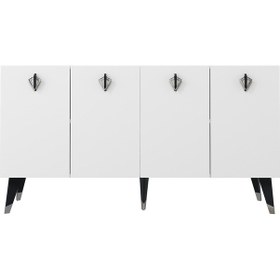 Resim 8207-32dd Kb150 Konsol, Tv Ünitesi Beyaz-siyah-gümüş Beyaz-siyah-gümüş 