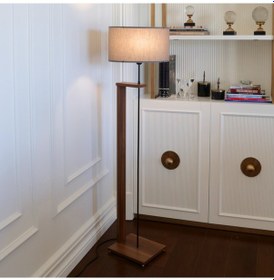 Resim Homing Pi Ahşap Gövdeli Gri Kumaş Başlıklı Lambader Ayd-3132 