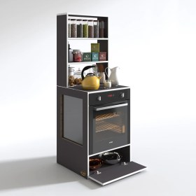 Resim Kenzlife ankastre fırın dolabı hümeyra gri 165*60*56 mutfak kapaklı 