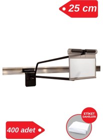 Resim 25 Cm - 400 Adet Siyah Etiketli Kanallı Pano Kancası Raf Askısı Siyah 