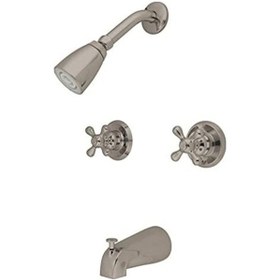 Resim Kb248ax Çift Saplı Küvet Ve Duş Bataryası Dekorlu Çapraz Kulp, Nikel, 12,5 Cm Musluk Erişimi 