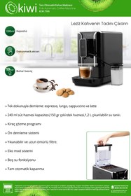 Resim Kiwi Kcm-7599 Tam Otomatik Espresso, Lungo, Latte, Cappuccino Kahve Makinesi 