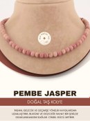 Resim Alp Doğal Taş Pembe Jasper Doğaltaş Kolye 6 Mm, M168 