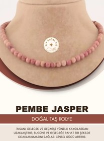 Resim Alp Doğal Taş Pembe Jasper Doğaltaş Kolye 6 Mm, M168 