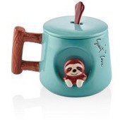 Resim Tembel Hayvan Kapaklı Ve Kaşıklı Kupa 370 Ml The Mia