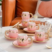Resim 1 set, 6 set seramik kahve fincanları, tabaklar, ev mutfak, yemek odası, oturma odası için çay, kahve, süt, meyve suyu, açık hava düğünleri, partiler, hediye verme, doğum günleri için uygun 