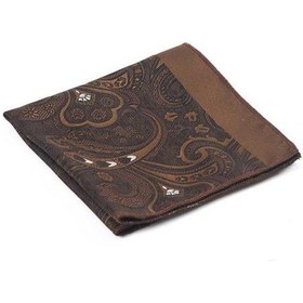 Resim Brianze Kahverengi Beyaz Şal Motif Desen Kravat Mendil Set 
