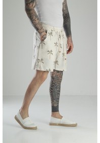 Resim Palmiye Desenli Keten Şort Coc1473 Desenli 
