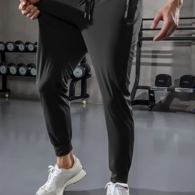 Resim Erkekler için Yumuşak ve Rahat Buzlu Kaygan Spor Pantolonları - Hızlı Kuruyan, Nefes Alabilen, Esnek Kumaş ile Cebi olan Yoga, Fitness ve Antrenman için - Düz Renk, Düşük Bel Tasarımı, Günlük Konfor|Minimalist Tarz Pantolonlar|Esnek Kumaş 