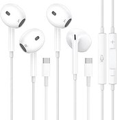 Resim 2'li paket USB C kulaklık, iPhone 16 15 için, mikrofonlu ve ses ayarlı, HiFi Stereo Tip C kulaklık, Galaxy S23/S22/S21/S20/Ultra Note 10/20, iPad Pro Pixel 7/6/6a/5/4 OnePlus 9 8 için 