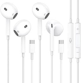 Resim 2'li paket USB C kulaklık, iPhone 16 15 için, mikrofonlu ve ses ayarlı, HiFi Stereo Tip C kulaklık, Galaxy S23/S22/S21/S20/Ultra Note 10/20, iPad Pro Pixel 7/6/6a/5/4 OnePlus 9 8 için 
