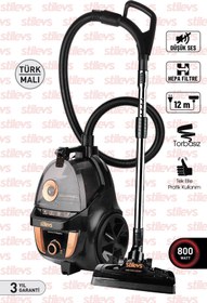 Resim Stilevs Maxtron Torbasız Elektrikli Süpürge - Siyah - SET12340 