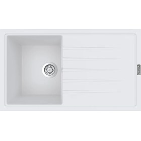 Resim POLEX Cristalüx Granit Evye P-03 Beyaz Tezgah Altı Ve Tezgah Üstü Mutfak Evyesi 85x49,5cm 